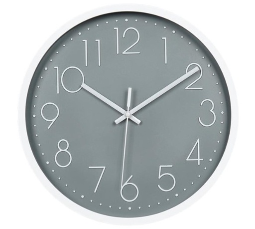 [978009190] WALL CLOCK Ø300MM WIRELESS GREY HOUSING WHITE SILENT MOVEMENT
