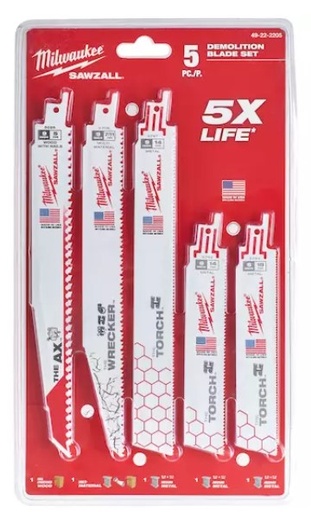 [260001255] SET 5 PCS RECIPROCAL SAW SET WRECK,TORCH,AX