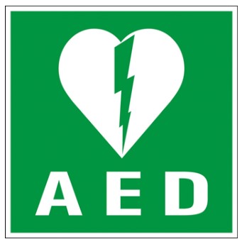 [094007165] "AED" SIGN 200X200MM PP
