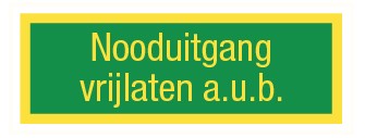 [972007010] STICKER "NOODUITGANG VRIJLATEN" 250X90mm 150.3531.72 VINYL