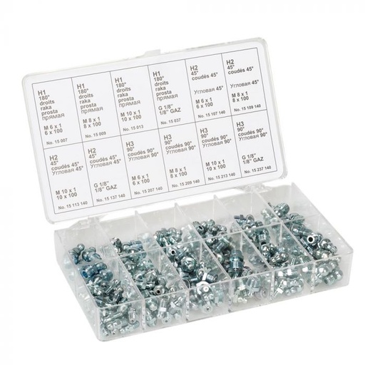 [978001060] ASS. BOX OF GREASE NIPPLES 170-piece SAMOA HALBAUER
