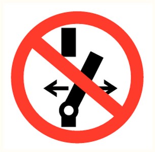 [094001780] BORD "NIET INSCHAKELEN" ? 200mm KUNSTST.NIEUWE NORM + PIJL LINKS/RECHTS