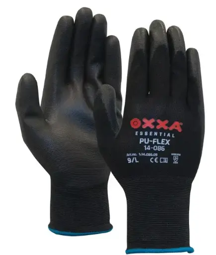 [094003320] GLOVES PU-FLEX BLACK 14-086 MT8, M (min. packaging 12) OXXA