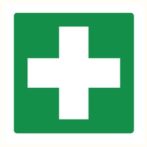 [094004520] STICKER 200x200 WHITE CROSS/GREEN