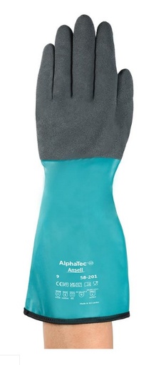 [094000155] ANSELL ALPHATEC 58-201 GLOVE ANTHRACITE/GREEN SIZE 11