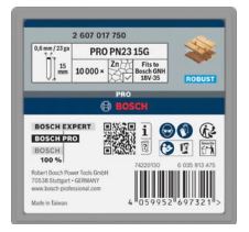 [933000010] DS a 10.000st BOSCH NAGEL ELVZ 0,6X15MM 2607017750 T.B.V. GNH18V-35